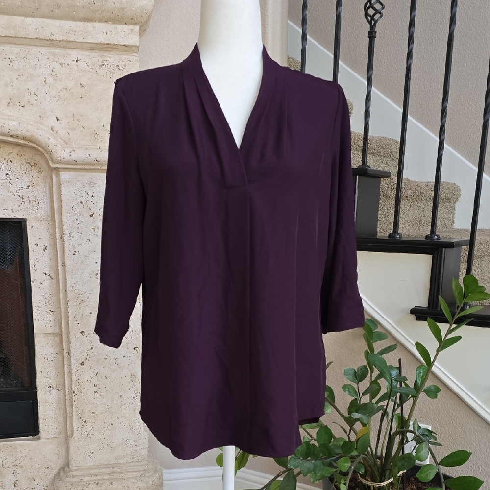Calvin Klein Deep Plum Split-Neck Blouse
